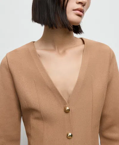 Mango Women's Fitted Knitted Buttons Jacket In Brown