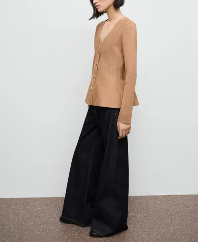 Mango Women's Fitted Knitted Buttons Jacket In Brown