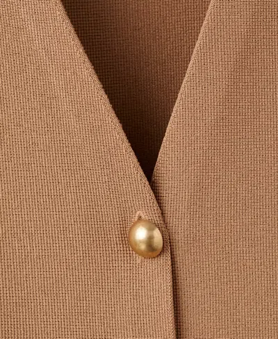 Mango Women's Fitted Knitted Buttons Jacket In Brown