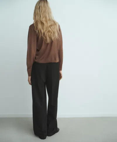 Mango Tie Neck Cardigan In Brown