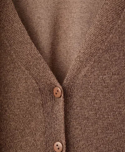 Mango Tie Neck Cardigan In Brown