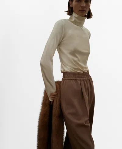 Mango Women's High-neck Satin Blouse In Neutral