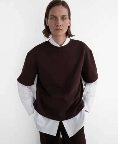 Mango Oversized Cotton T-shirt In Brown