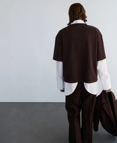 Mango Oversized Cotton T-shirt In Brown