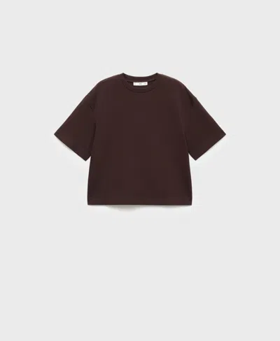 Mango Oversized Cotton T-shirt In Brown