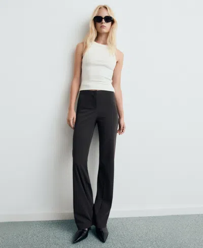 Mango Seamless Straight Suit Pants In Gray