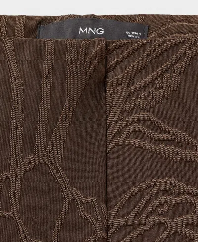 Mango Women's Jacquard Floral-print Straight Pants In Brown