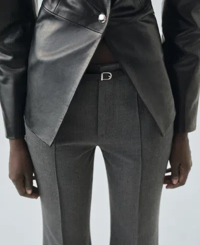 Mango Women's Belt Straight-fit Pants In Gray