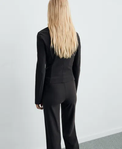 Mango Tailored Crop Suit Blazer In Black