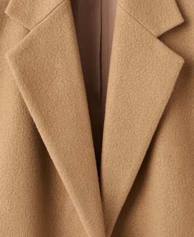 Mango Notched Lapel Wool Blend Coat In Brown