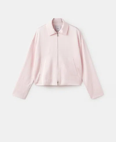 Mango Women's Satin Zipper Jacket In Pink