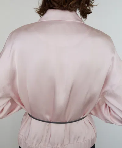Mango Women's Satin Zipper Jacket In Pink