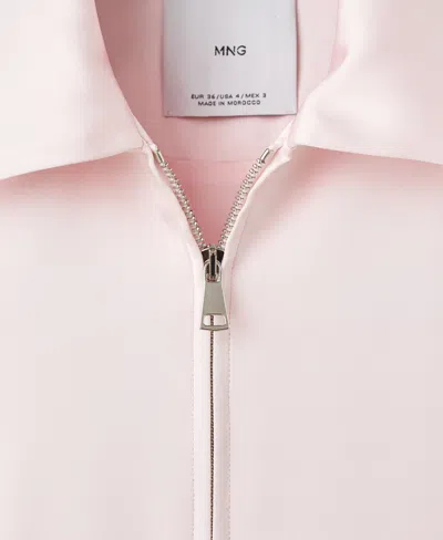 Mango Women's Satin Zipper Jacket In Pink