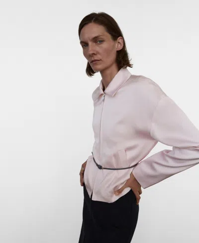 Mango Women's Satin Zipper Jacket In Pink