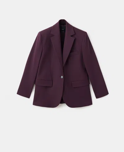 Mango Wool-blend Suit Blazer Maroon In Purple