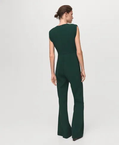 Mango Women's Ruched Long Jumpsuit In Green