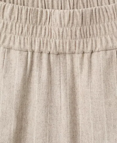Mango Pinstripe Wool Blend Pull-on Pants In Gray