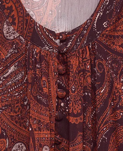 Mango Paisley-print Oversized Dress Russet In Brown