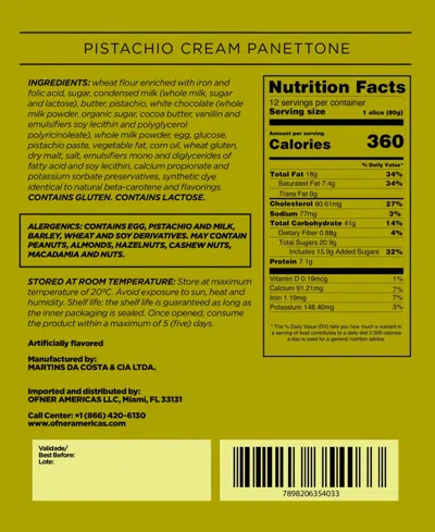 Ofner Panettone Pistaccio Cream, 35.27 oz In Transparent