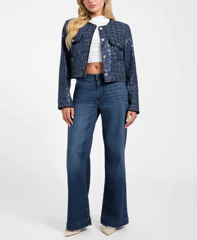 Guess Women's Elisa Collarless Jacket In Blue