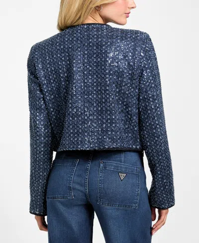 Guess Women's Elisa Collarless Jacket In Blue