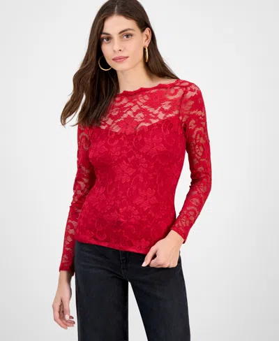 Guess Women's Nataliya Long-sleeve Lace Top In Red