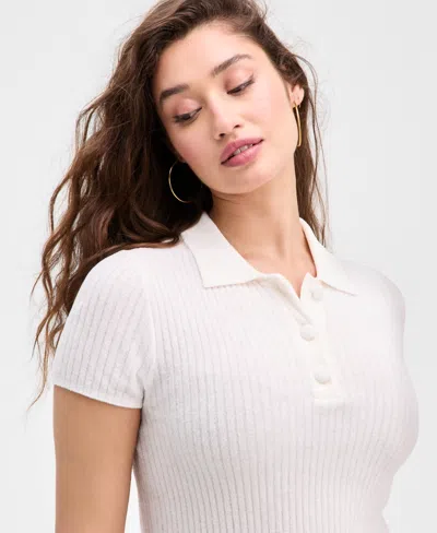 Guess Women's Mona Chenille Polo Sweater In White