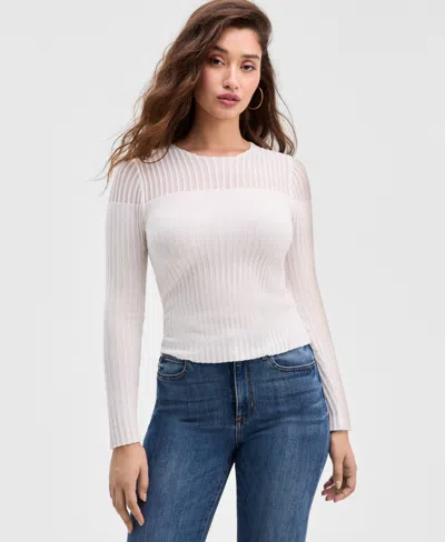 Guess Women's Rowena Ribbed Chenille Sweater In White