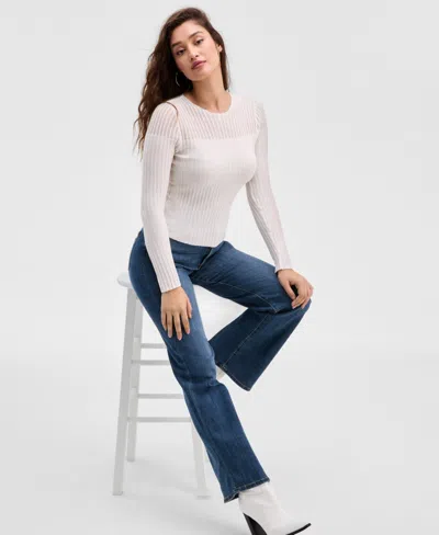 Guess Women's Rowena Ribbed Chenille Sweater In White