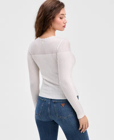Guess Women's Rowena Ribbed Chenille Sweater In White