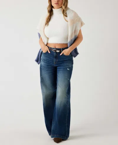 Guess Women's Mei Turtleneck Cropped Sweater Top In White