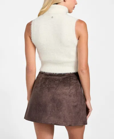 Guess Women's Mei Turtleneck Cropped Sweater Top In White