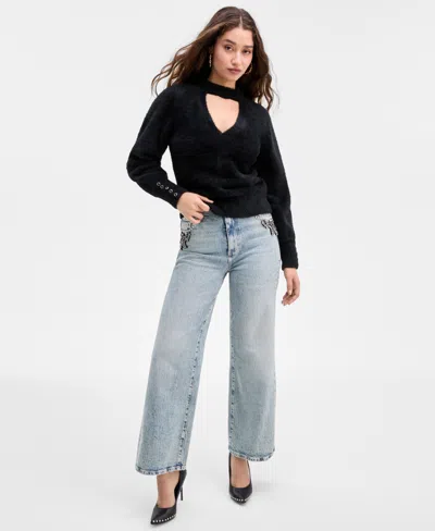 Guess Women's Yuki Neck-cutout Sweater In Black