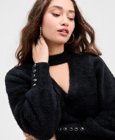 Guess Women's Yuki Neck-cutout Sweater In Black