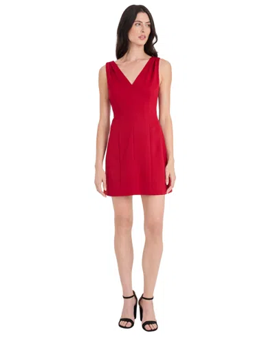 Donna Morgan V Neck Mini Dress In Red
