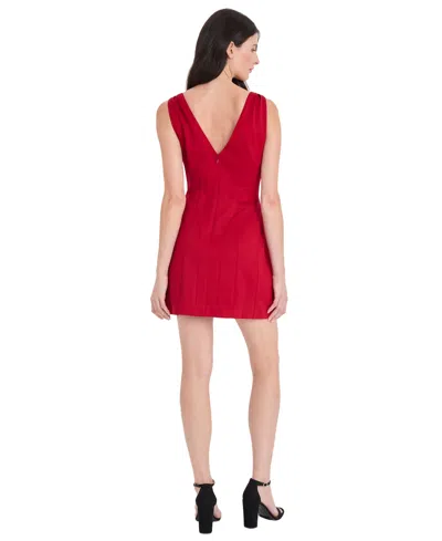 Donna Morgan V Neck Mini Dress In Red