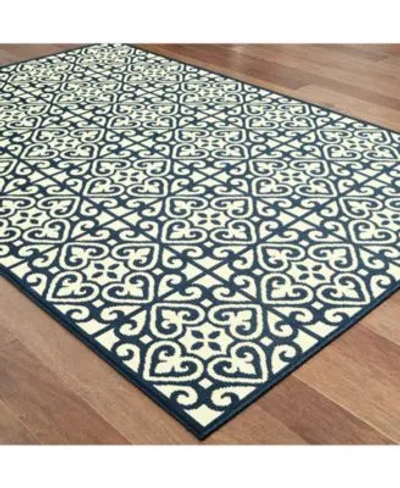 Oriental Weavers Marina 5927b Ivory Navy Indoor Outdoor Rug In Blue