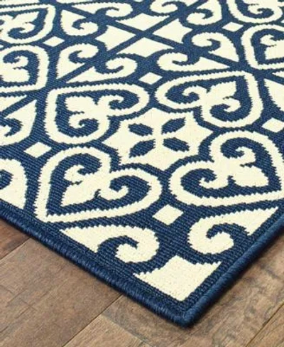 Oriental Weavers Marina 5927b Ivory Navy Indoor Outdoor Rug In Blue