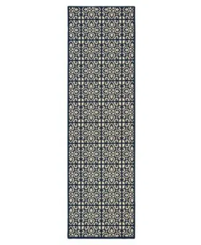Oriental Weavers Marina 5927b Ivory Navy Indoor Outdoor Rug In Blue