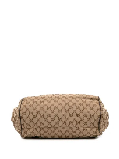 Pre-owned Gucci 2016-2025 Gg Canvas Sukey Satchel In Brown