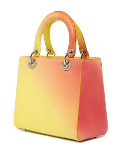 Pre-owned Dior 2013 Medium Ombre Calfskin Lady  Satchel In Orange