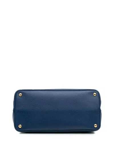 Pre-owned Prada 2010-2025 Large Saffiano Cuir Double Satchel In Blue