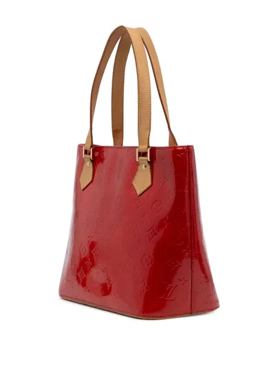 Pre-owned Louis Vuitton 2000 Monogram Vernis Houston Tote Bag In Red