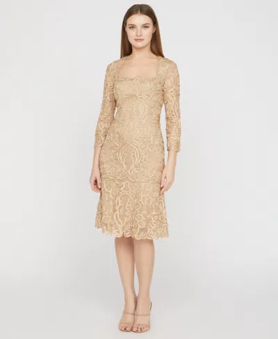 Js Collections Women's Square Neck Soutache Dress In Gold