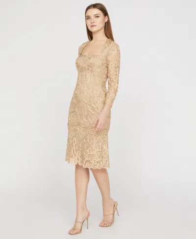 Js Collections Women's Square Neck Soutache Dress In Gold
