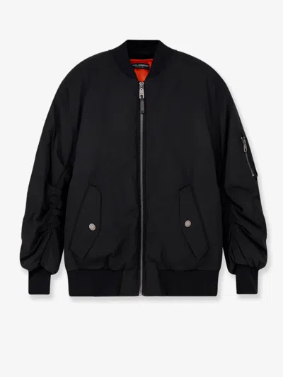 Dolce & Gabbana Nylon Jacket With Wrinkled Effect In Black