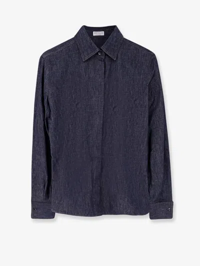 Brunello Cucinelli Denim Shirt In Blue