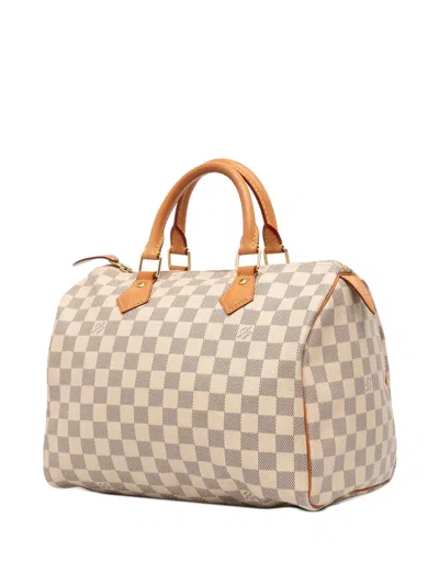 Pre-owned Louis Vuitton 2017 Damier Azur Speedy 30 Boston Bag In White