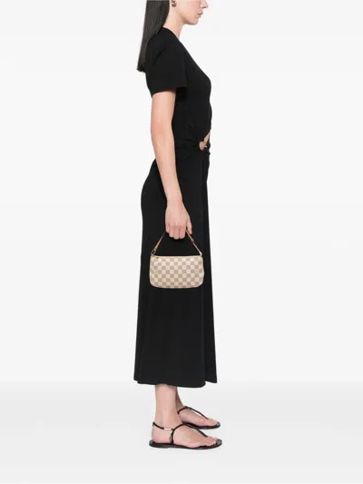 Pre-owned Louis Vuitton 2010 Damier Azur Pochette Accessoires Shoulder Bag In White