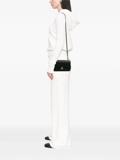 Pre-owned Chanel 2015-2016 Mini Rectangular Classic Calfskin Pixel Effect Single Flap Crossbody Bag In Black